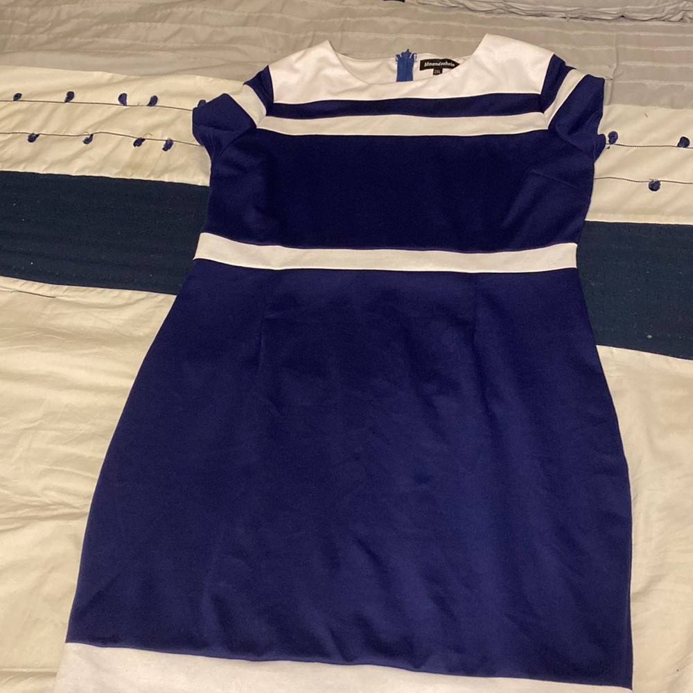 Navy blue and white dress
